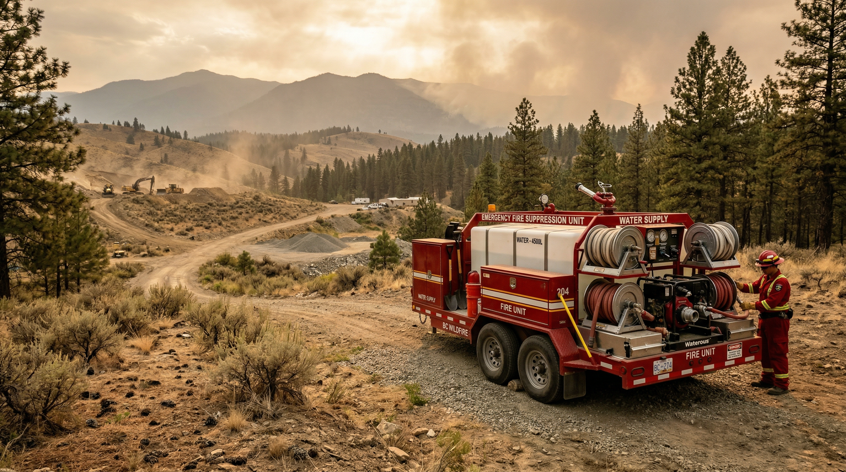 Fire suppression trailer at remote BC Interior jobsite
